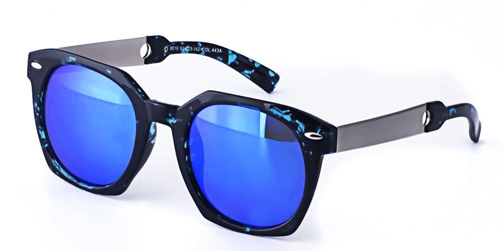Ferrand Black/Blue Square Plastic Sunglasses