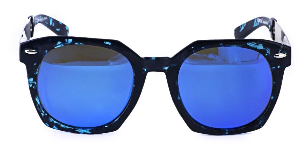Ferrand Black/Blue Square Plastic Sunglasses