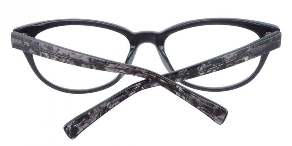 Brentwood Black Pattern Oval Acetate Eyeglasses