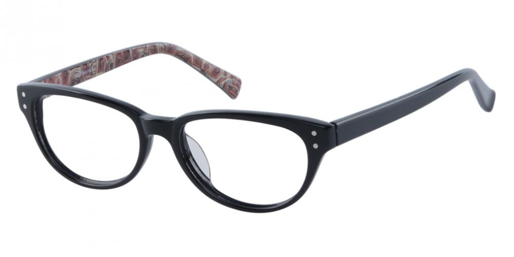 Brentwood Black Oval Acetate Eyeglasses