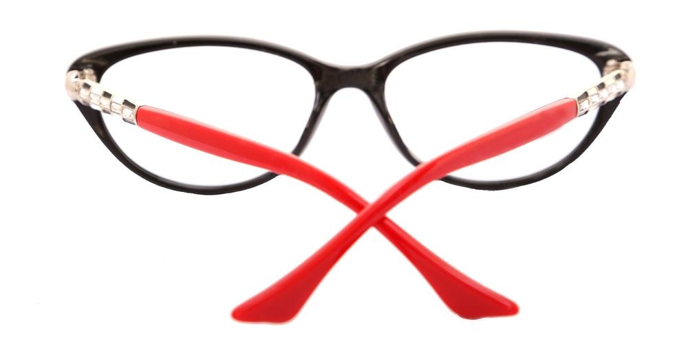 Clementine Black/Red Cat Eye Plastic Eyeglasses