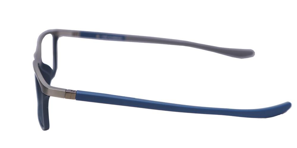 Savannah Silver/Blue Rectangle Metal Eyeglasses