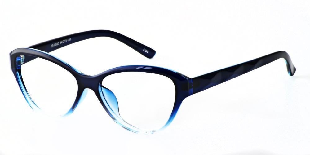 Pittsfield Cat-Eye Blue/Crystal Cat Eye Plastic Eyeglasses