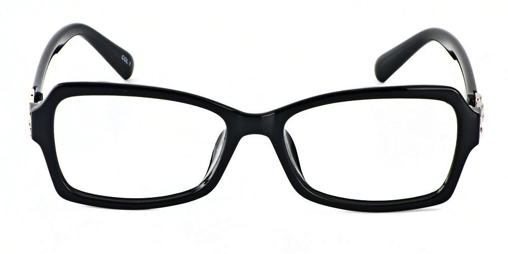 Hilton Black Rectangle Plastic Eyeglasses