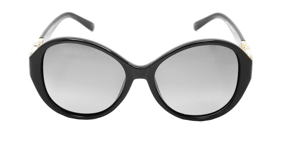 Lindsay Black Round Plastic Sunglasses