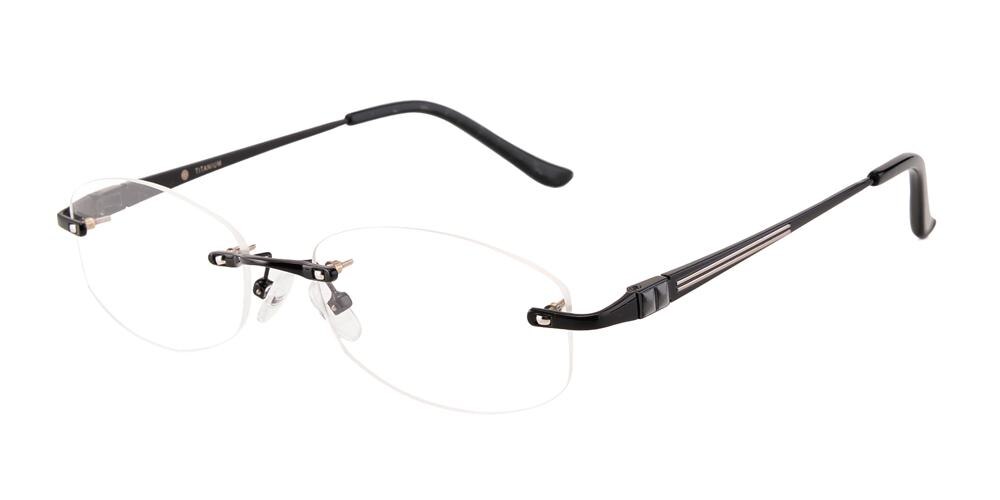 Darnell Black Oval Titanium Eyeglasses