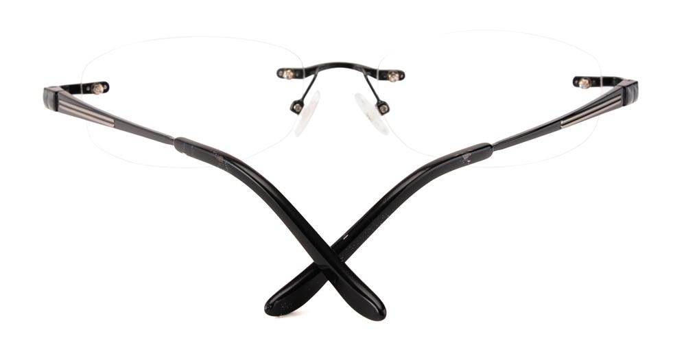 Darnell Black Oval Titanium Eyeglasses