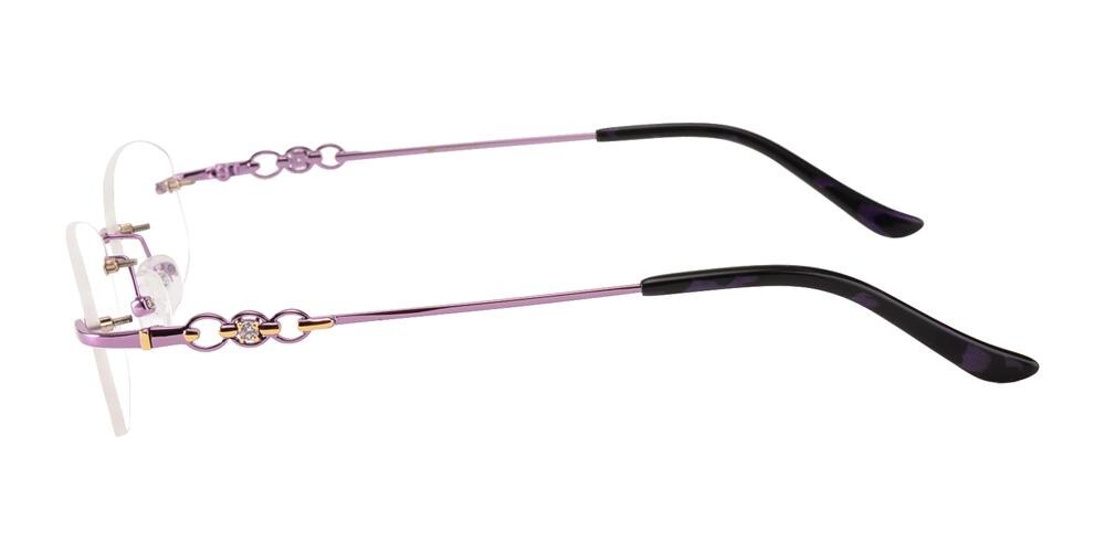 Geraldine Purple Oval Metal Eyeglasses