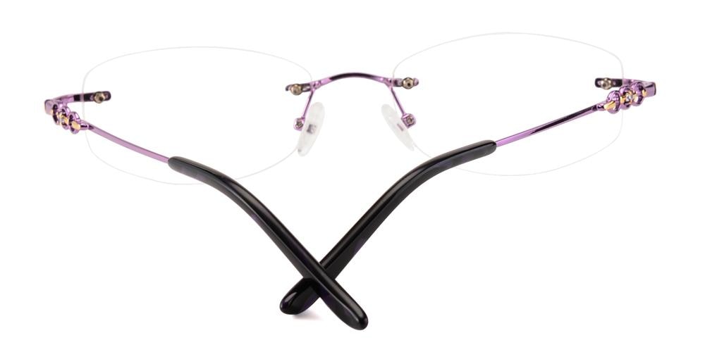 Geraldine Purple Oval Metal Eyeglasses
