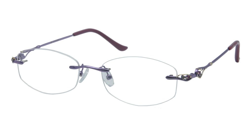 Letitia Purple Oval Metal Eyeglasses