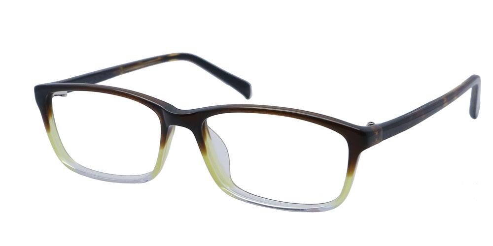 Dorado Brown/Yellow Rectangle Acetate Eyeglasses