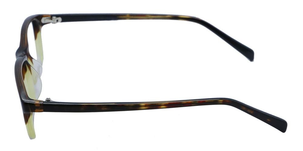 Dorado Brown/Yellow Rectangle Acetate Eyeglasses
