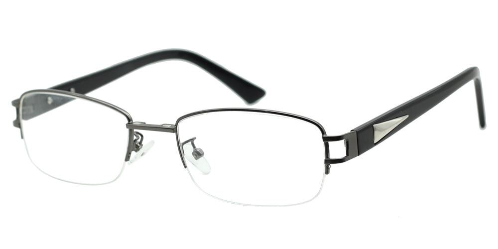 Kennedy clip-on Gunmetal Rectangle Metal Eyeglasses