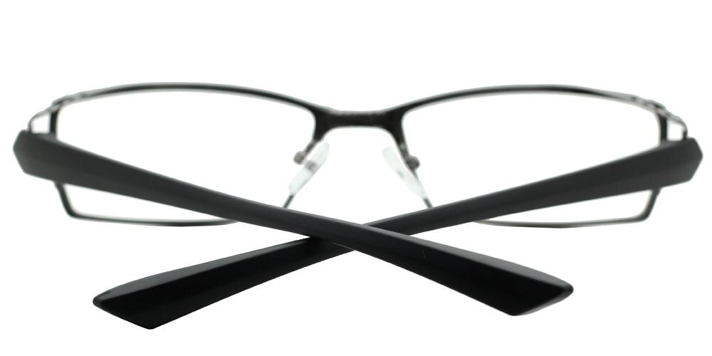 Goddard clip-on Gunmetal Rectangle Metal Eyeglasses