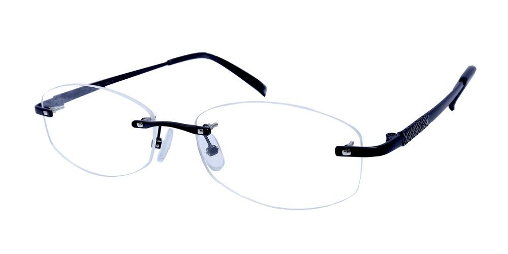 Calvin Black Oval Titanium Eyeglasses
