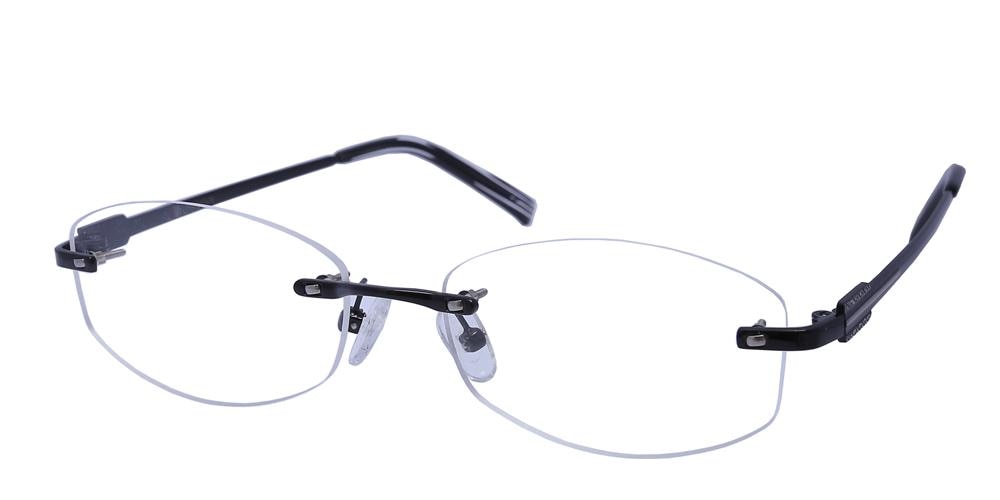 Carey Black Oval Titanium Eyeglasses