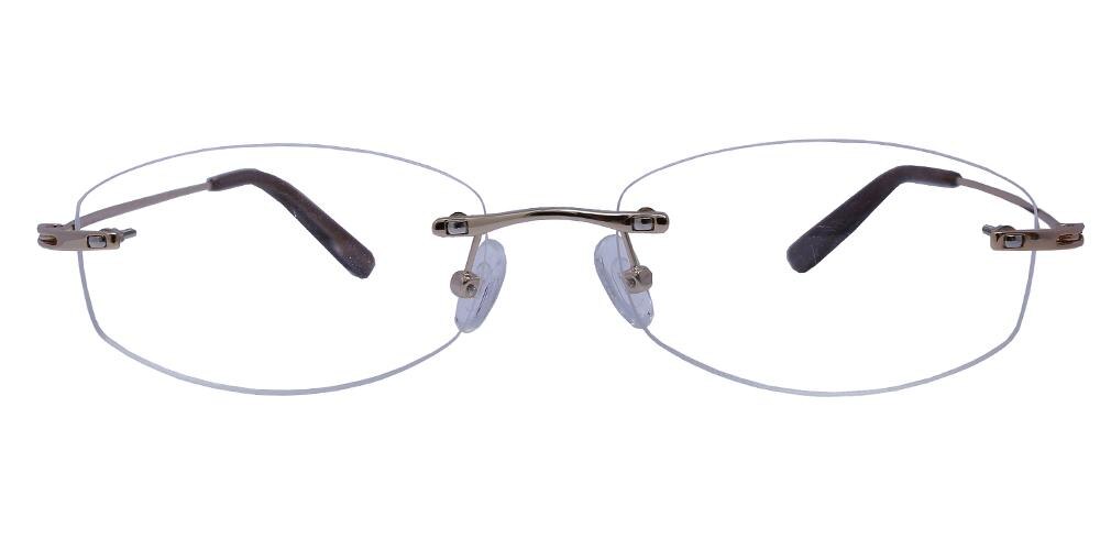 Beau Golden Oval Titanium Eyeglasses