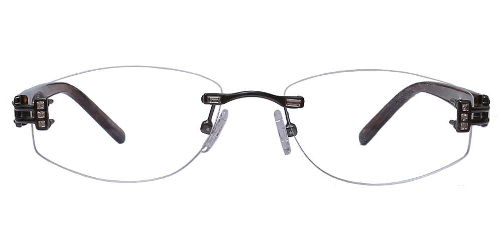 Gloria Gunmetal/Black Oval Metal Eyeglasses