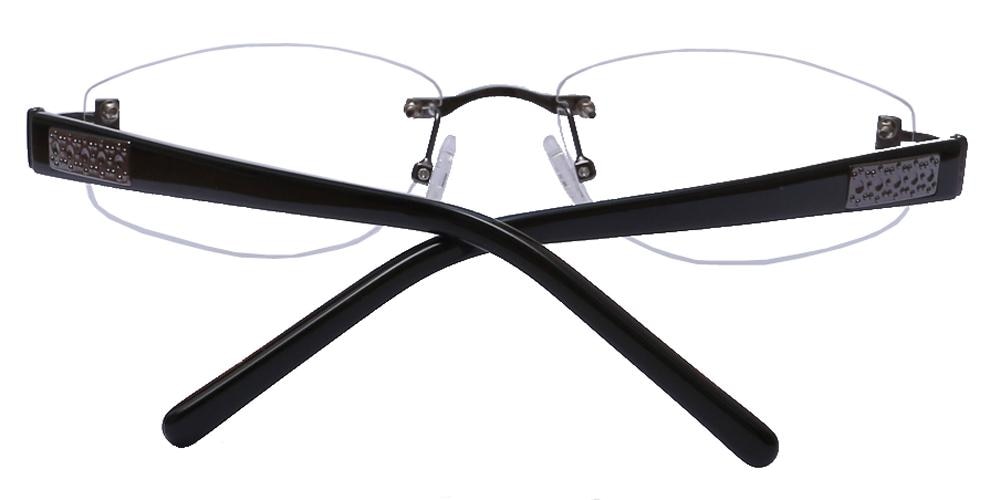 Gloria Gunmetal/Black Oval Metal Eyeglasses