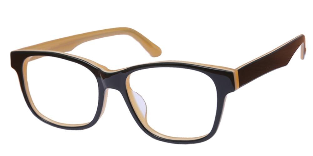 Hancock Black/Yellow Classic Wayframe Acetate Eyeglasses