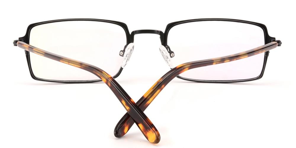 Nue Black Rectangle Metal Eyeglasses