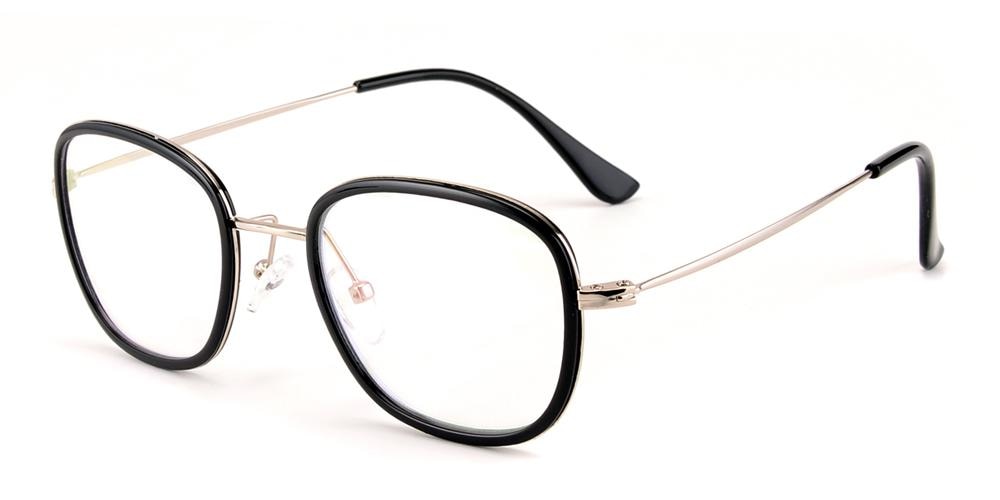 Larchmont Black Classic Wayframe Metal Eyeglasses