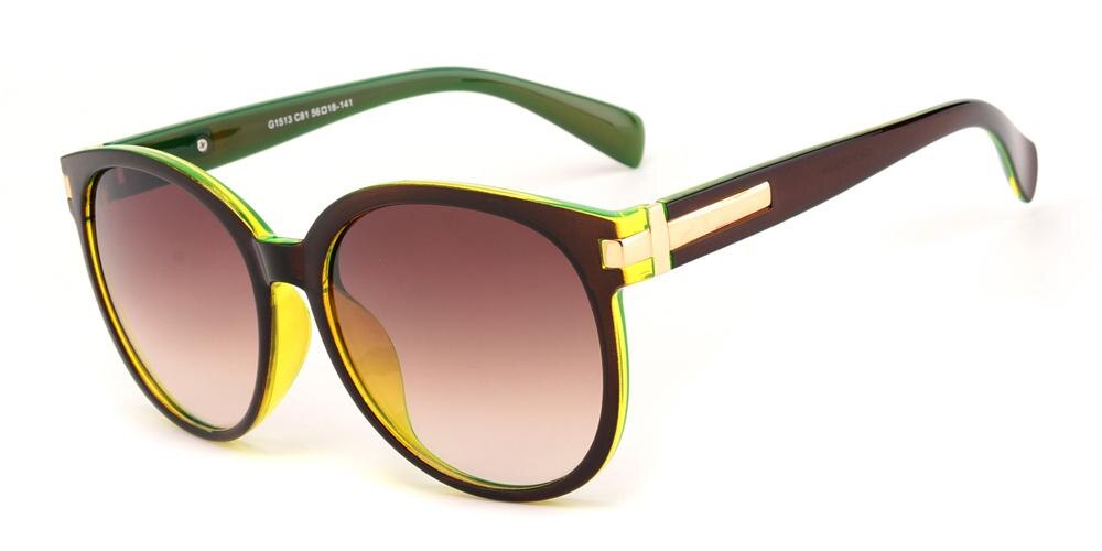 Tammy Brown/Green Round Plastic Sunglasses