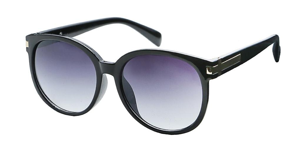 Tammy Black Round Plastic Sunglasses