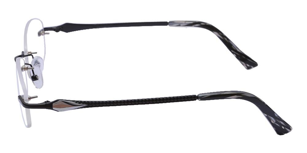 Bernard Black Oval Titanium Eyeglasses