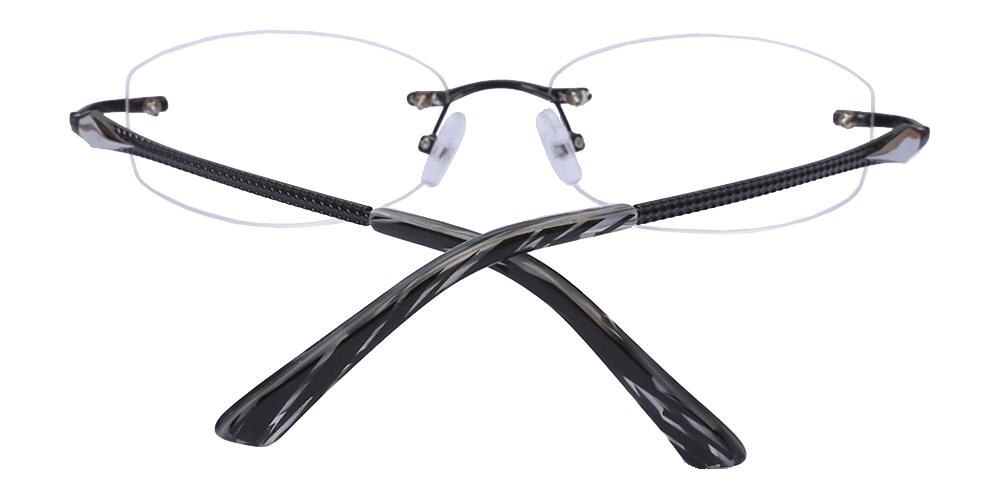 Bernard Black Oval Titanium Eyeglasses