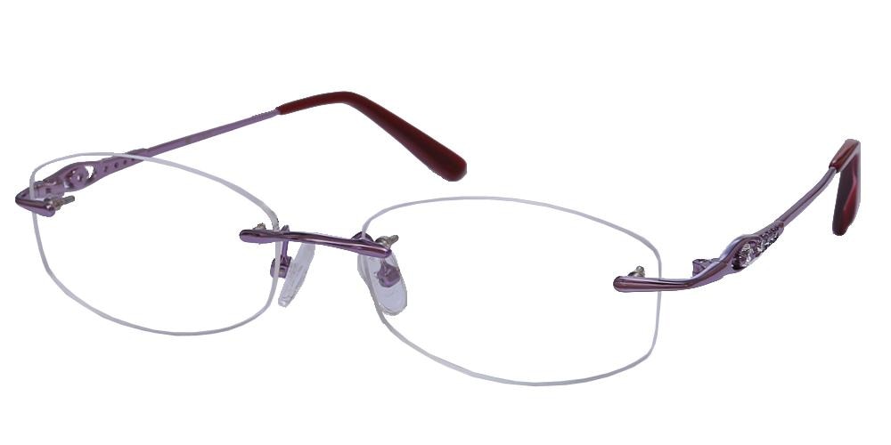 Hilary Purple Oval Metal Eyeglasses