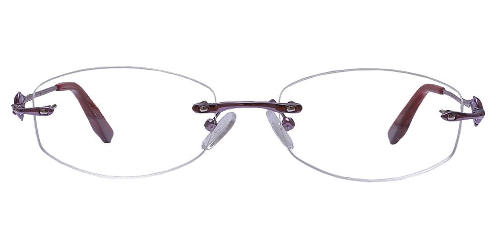 Fanny Purple Oval Metal Eyeglasses