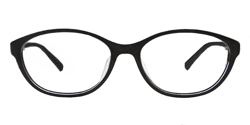 Rachel Black Oval Acetate Eyeglasses