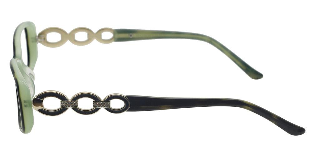 Enid Green Tortoise Rectangle Acetate Eyeglasses