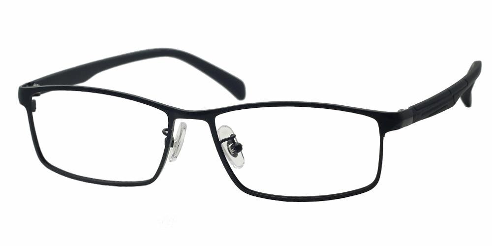 Clarence Black Rectangle Metal Eyeglasses