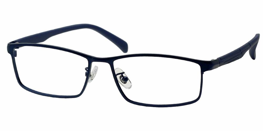 Clarence Blue Rectangle Metal Eyeglasses
