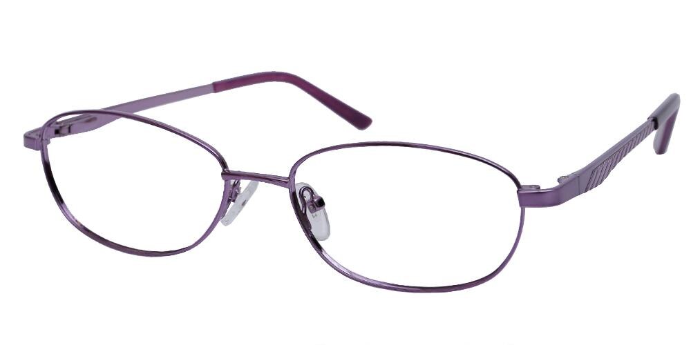 Champaign_Oval Purple Oval Metal Eyeglasses