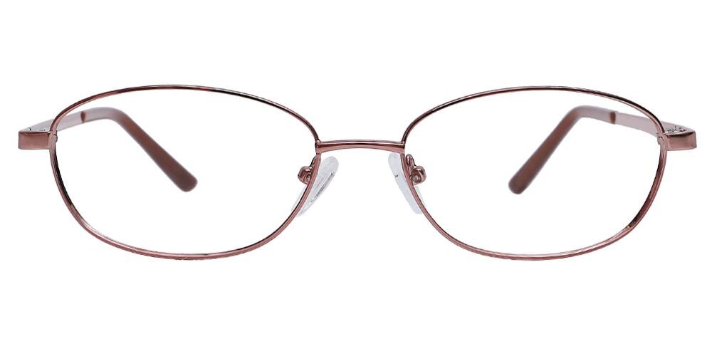 Champaign_Oval Brown Oval Metal Eyeglasses