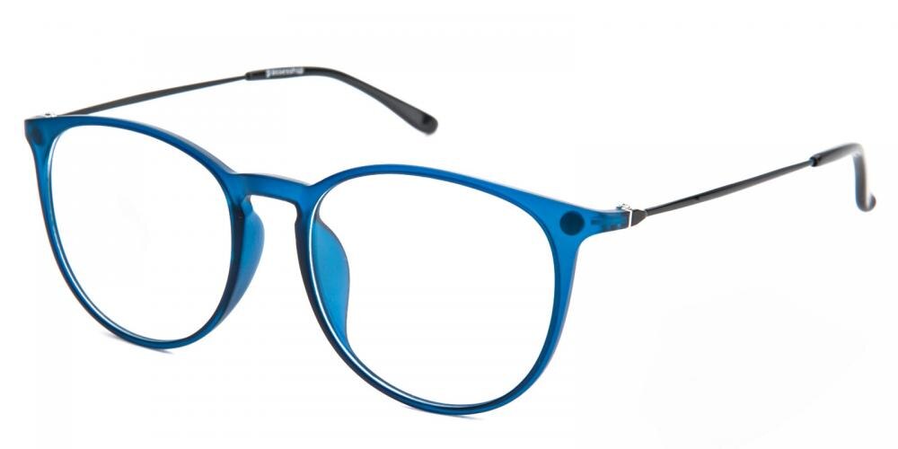 Fresno clip-on Blue/Blue clip-on Round TR90 Eyeglasses