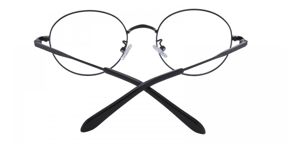 Memphis Black Round Metal Eyeglasses