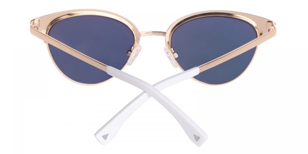 Deirdre White (Yellow Mirror-coating) Cat Eye Metal Sunglasses