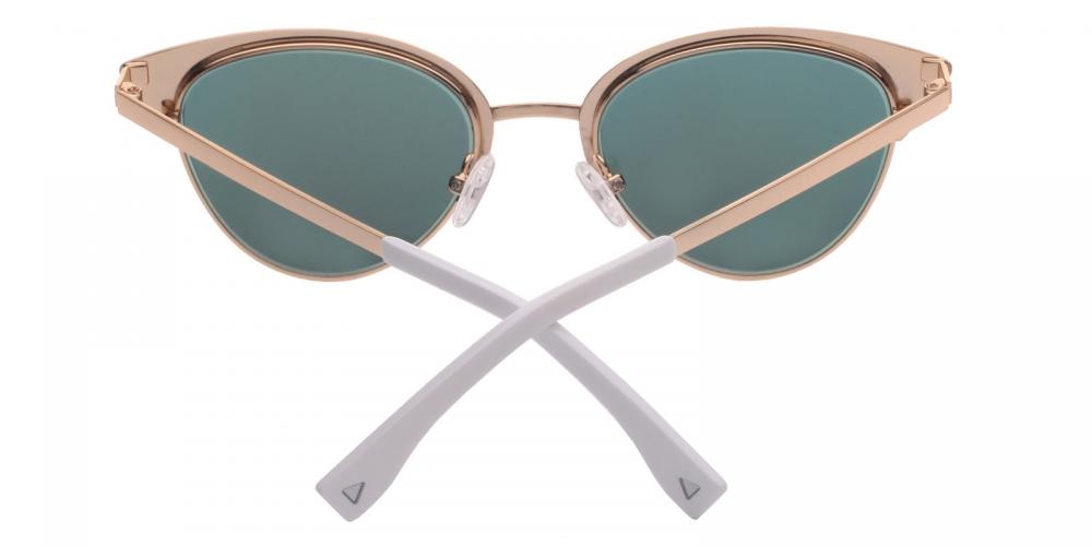 Deirdre Blue (Blue Mirror-coating) Cat Eye Metal Sunglasses