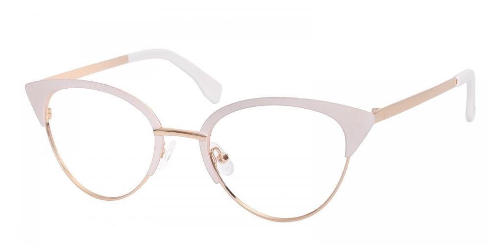 Shreveport White Cat Eye Metal Eyeglasses