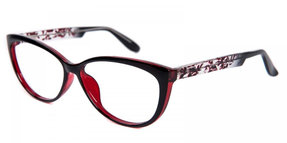 Glassesshop Womens Fashion Oversized  Cateye or High Pointed Eyewear Vintage Inspired-Red Red Cat Eye Plastic Eyeglasses