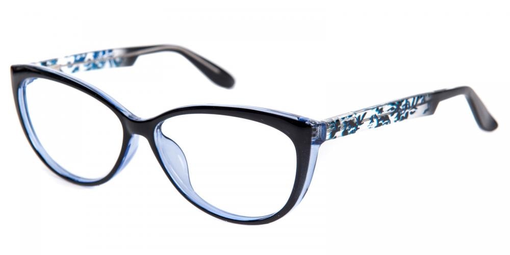 Glassesshop Womens Fashion Oversized  Cateye or High Pointed Eyewear Vintage Inspired-Blue Blue Cat Eye Plastic Eyeglasses