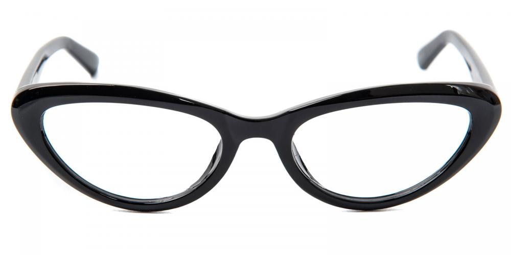 Glassesshop Womens Cateye or High Pointed Eyeglasses Retro Vintage Celebrity Inspired-Black Black Cat Eye Plastic Eyeglasses