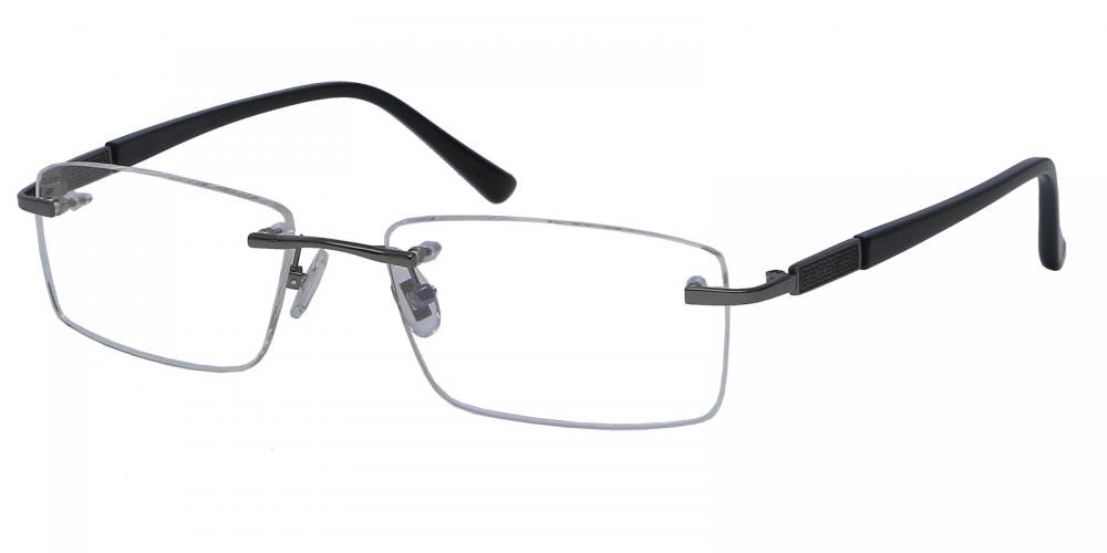 Trenton Gunmetal Rectangle Metal Eyeglasses