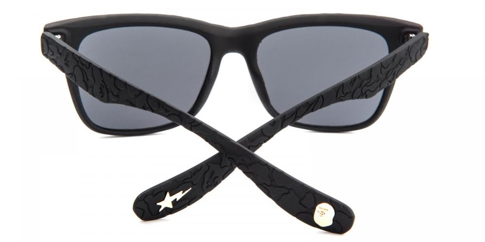Latrobe Black Rectangle Plastic Sunglasses