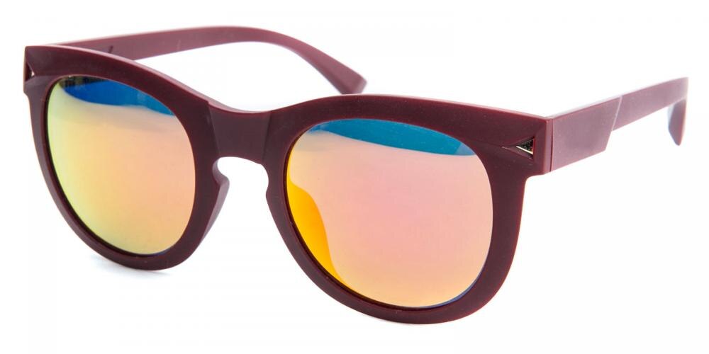 Pasadena Red (Orange Mirror-coating) Round Plastic Sunglasses