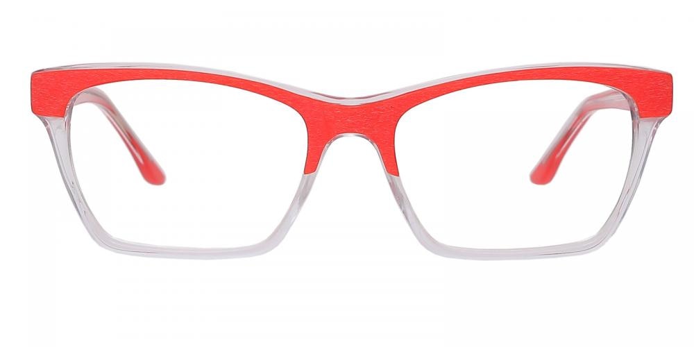 Kensee Red/Crystal Rectangle Acetate Eyeglasses
